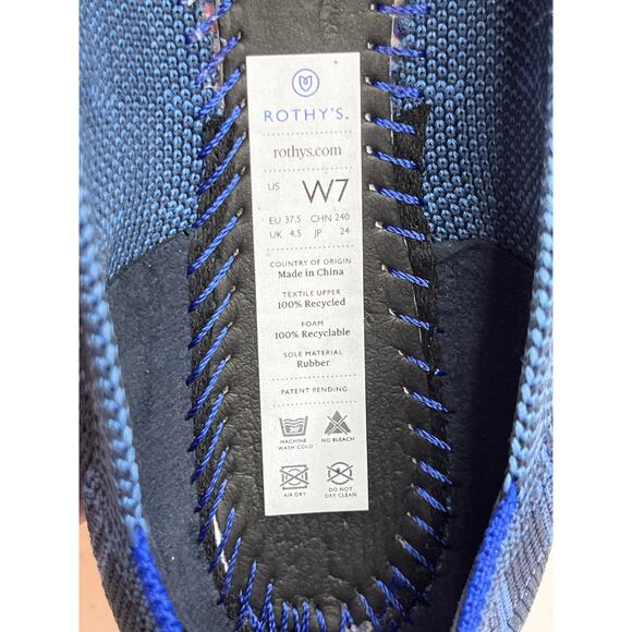 Rothy’s The Point Flats Navy Check Knit Blue Red Sole Women’s Size 8 Shoes - Picture 2 of 10